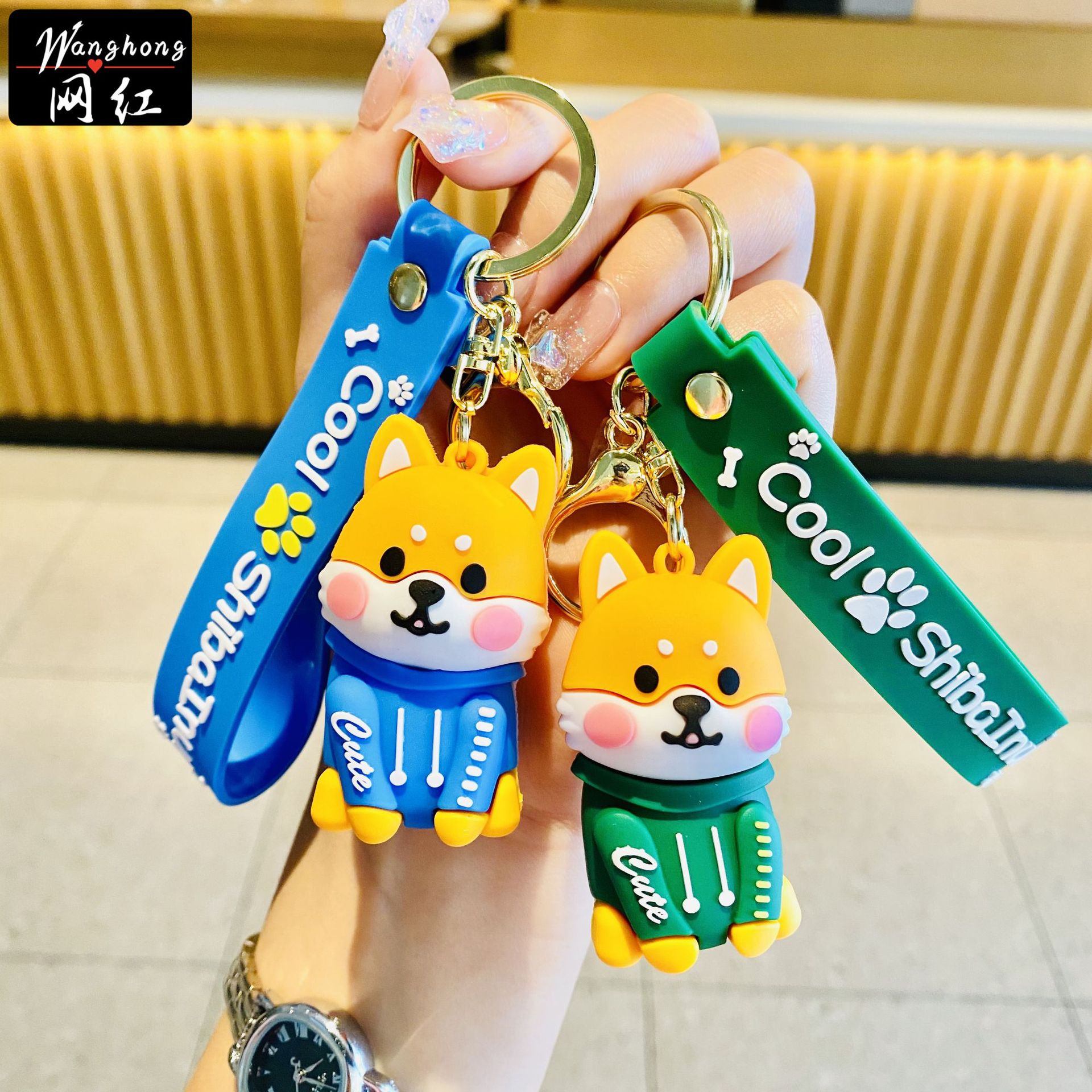 인터넷 연예인 스웨터 차이 개 열쇠 고리 창조적 인 만화 Corgi 강아지 펜던트 커플 열쇠 고리 자동차 보석 선물