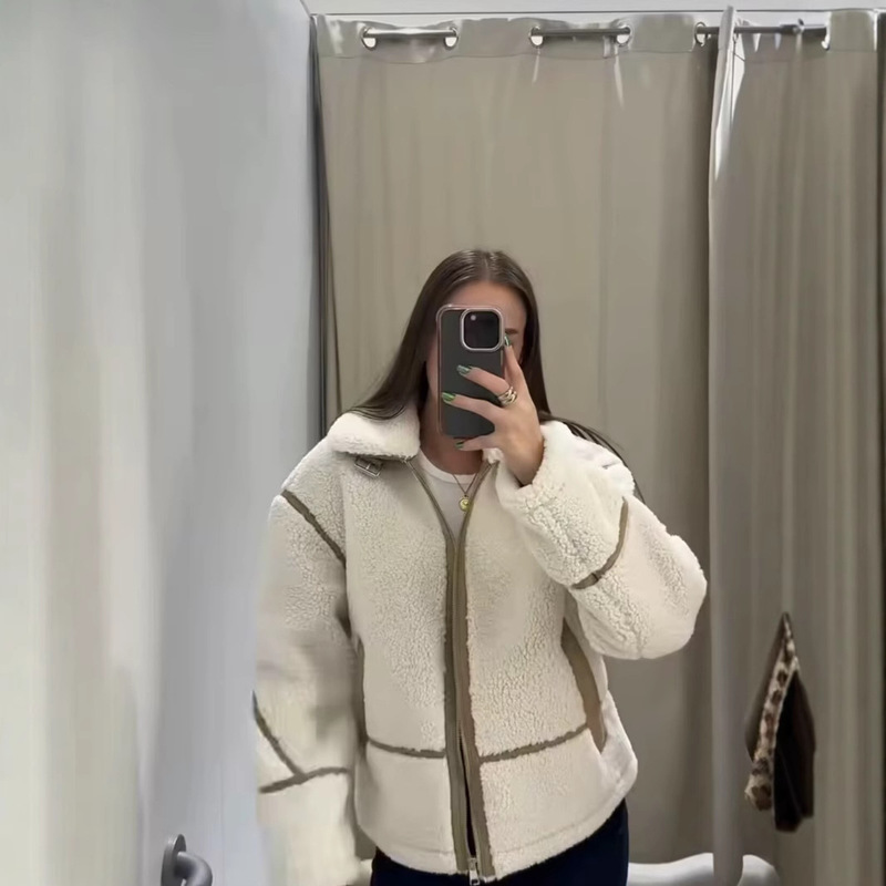 Amazon in stock New Autumn 2024 European and American Cross-border Women's Street Fashion Fleece Jacket