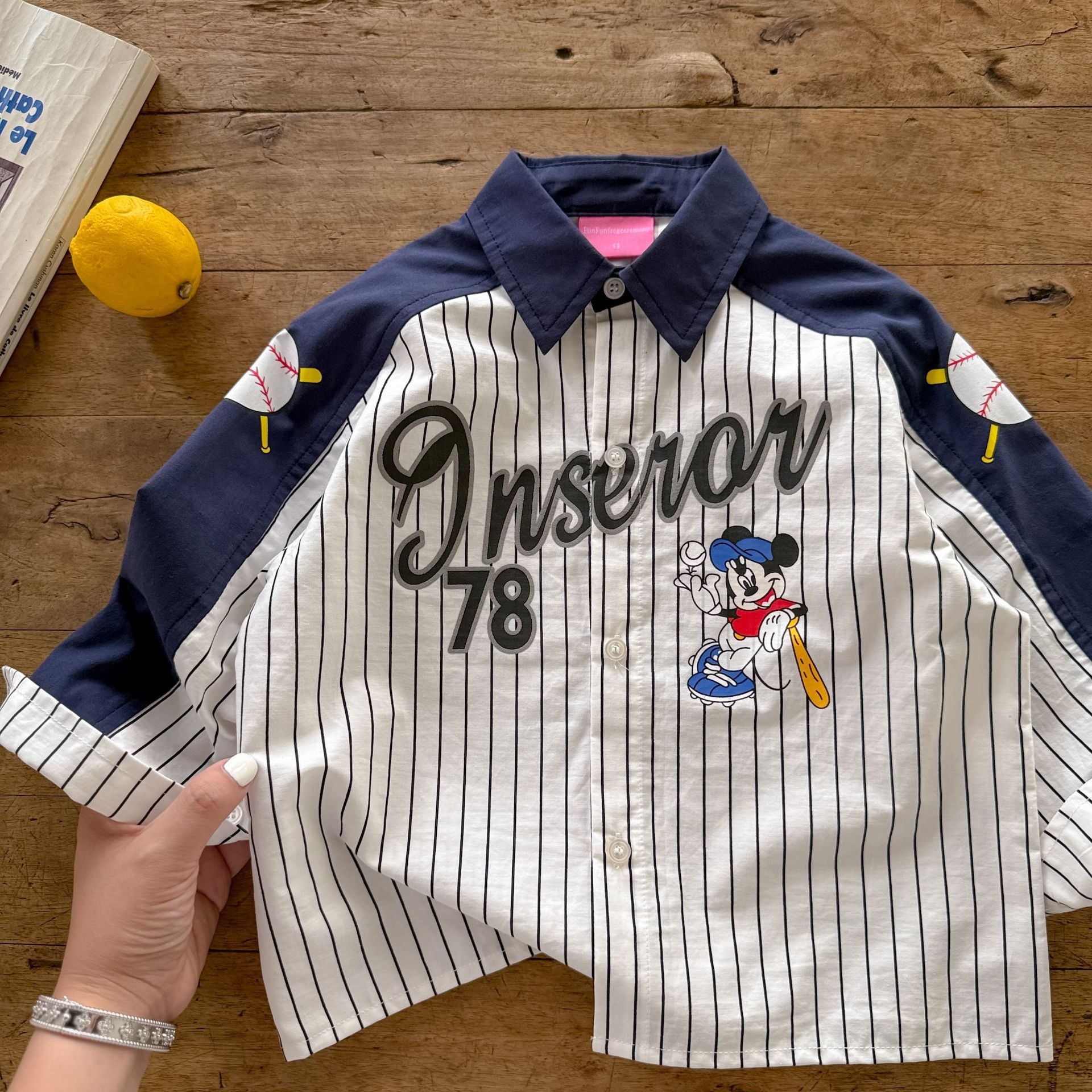 Children's Shirts 2026 Autumn New Arrival, Boys' Long-Sleeved Shirts, Korean Style, Dark Blue