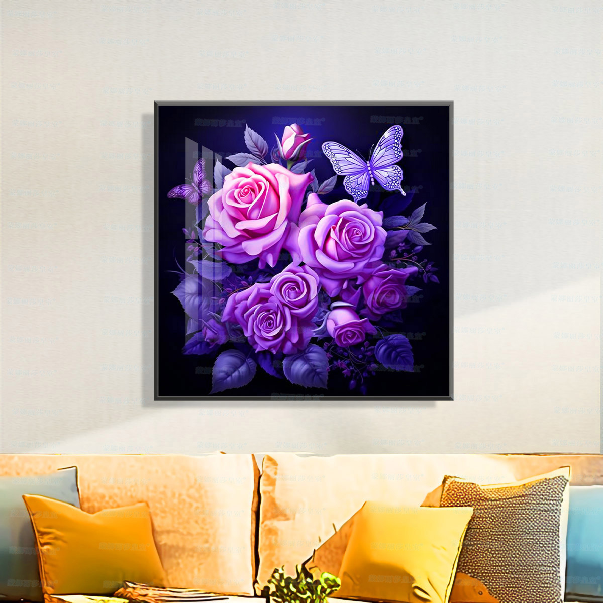 Mona Lisa rosa real púrpura mariposa amor flor flor estética bordado cruzado material de bordado fábrica al por mayor image 2