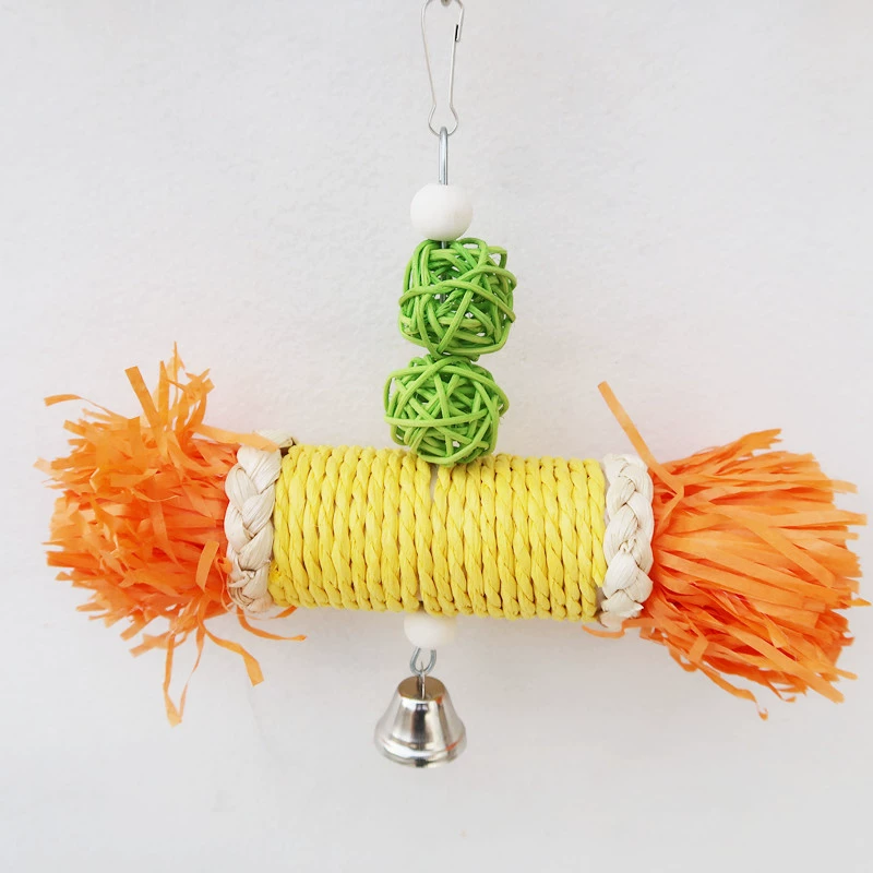 Попугай птица игрушка попкорн укус бочка рафия лоза мяч укус коренных зубов Завод прямых продаж