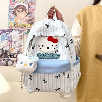 High-Looking Ins Cute Cartoon Summer Travel Backpack Forest Style Small Fresh Girly Heart Kitty Cat Backpack High-Looking Ins Cute Cartoon Summer Travel Backpack Forest Style Small Fresh Girly Heart Kitty Cat Backpack