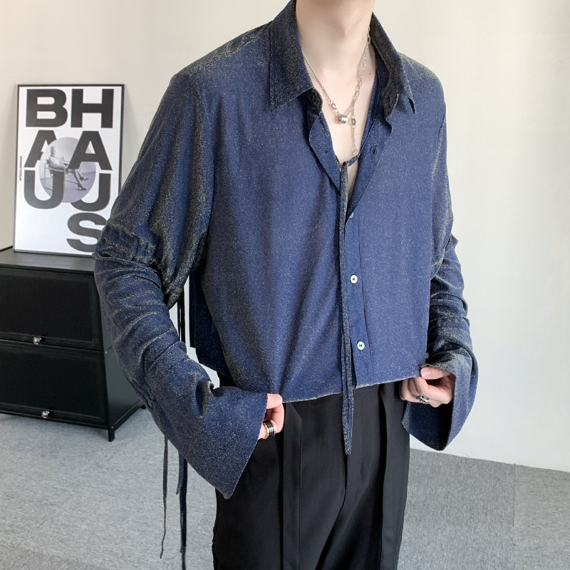 Autumn Nightclub Heavy-Duty Rhinestone Loose Lightweight Drape Tie Long-Sleeve Shirt Lace-Up Youth Shirt Jacket Autumn Nightclub Heavy-Duty Rhinestone Loose Lightweight Drape Tie Long-Sleeve Shirt Lace-Up Youth Shirt Jacket