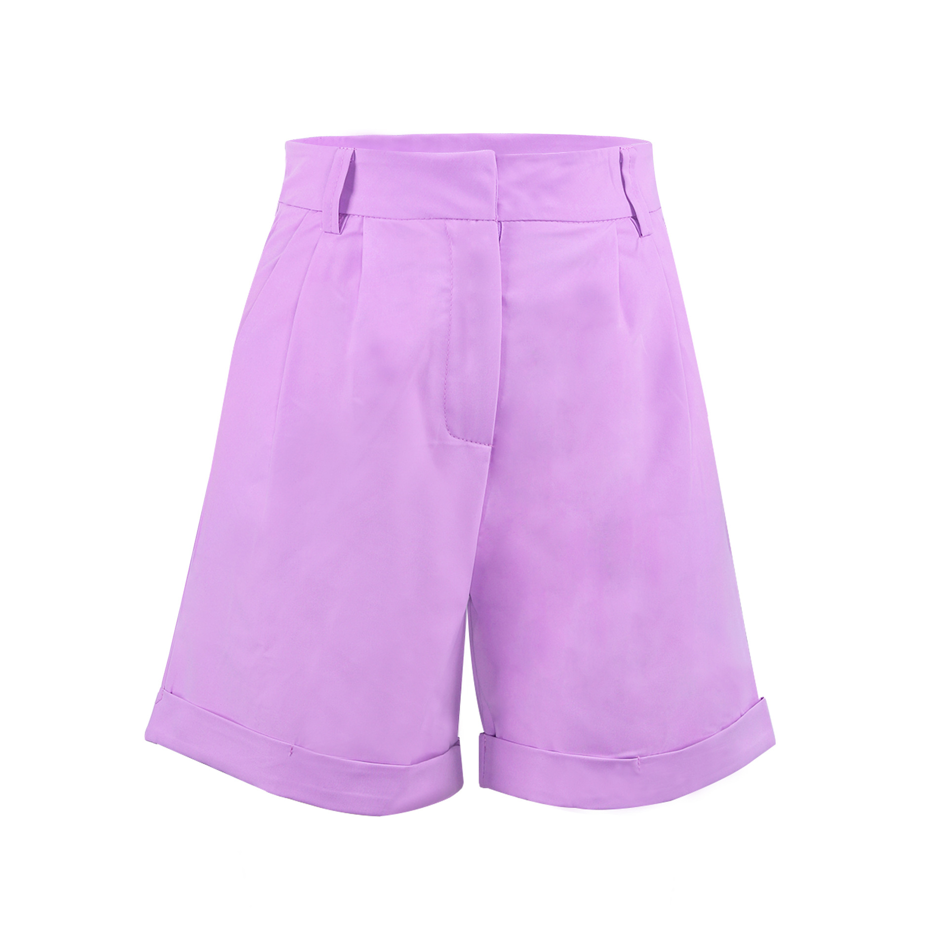 Solid Color Casual Shorts NSHML66629