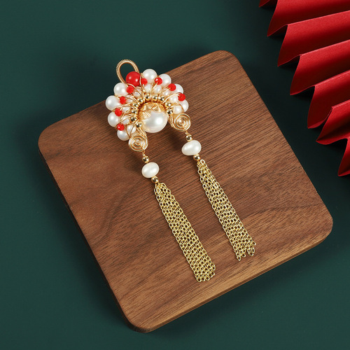 Chinese style natural pearl Daomadan facial makeup brooch high-end women's design temperament brooch niche national fashion accessories