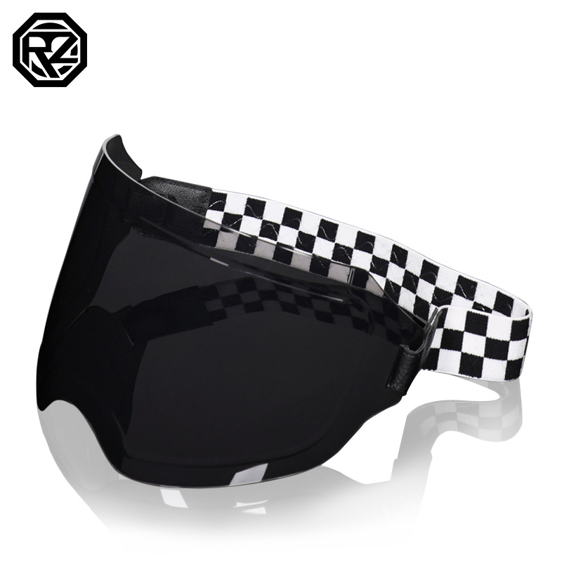 Orz-729 Correa gafas motocicleta casco burbuja espejo 3/4 retro medio casco verano casco cuatro estaciones estilo transparente