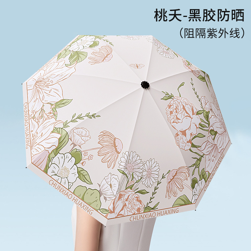 16骨彩胶古风加大防晒伞晴雨两用女高颜值折叠双人中式伞定制雨伞|undefined