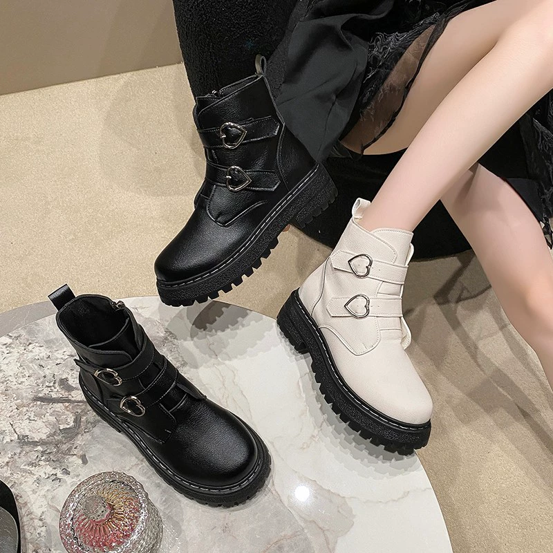 Ботинки Martin в стиле ретро в британском стиле 2023 на толстой подошве, женские студенческие короткие сапоги с круглым носком, подходящие ко всему, Новая осень и зима