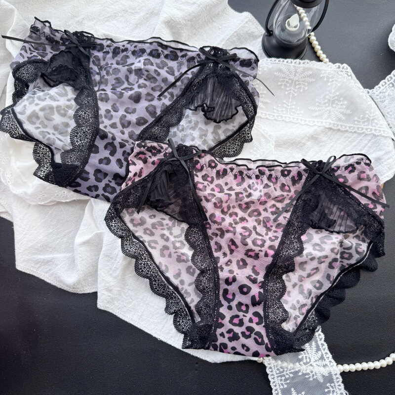 【 45-65kg 】B0553 # Sexy Hunter~Sexy Leopard Print Women's Panties with Ruffled Mesh Lace Trim 【 45-65kg 】B0553 # Sexy Hunter~Sexy Leopard Print Women's Panties with Ruffled Mesh Lace Trim