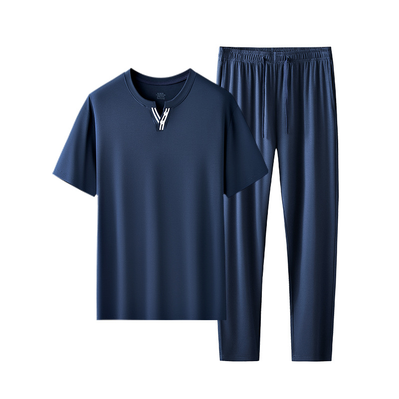 [Lo bueno escaso] 80 ropa de hogar modal de doble cara para hombre de primavera y verano pijamas casuales traje de pantalón de manga corta