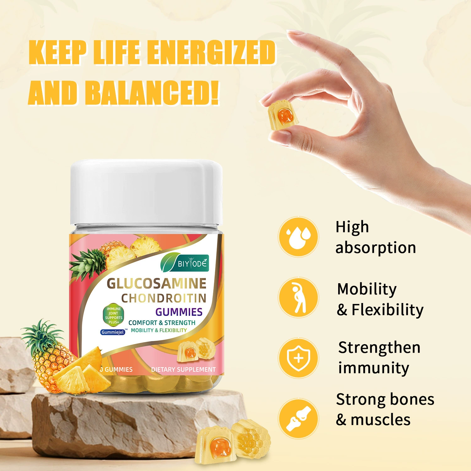 Глюкозамин-хондроитин жевательные конфеты для детского сада, популярные на международном рынке