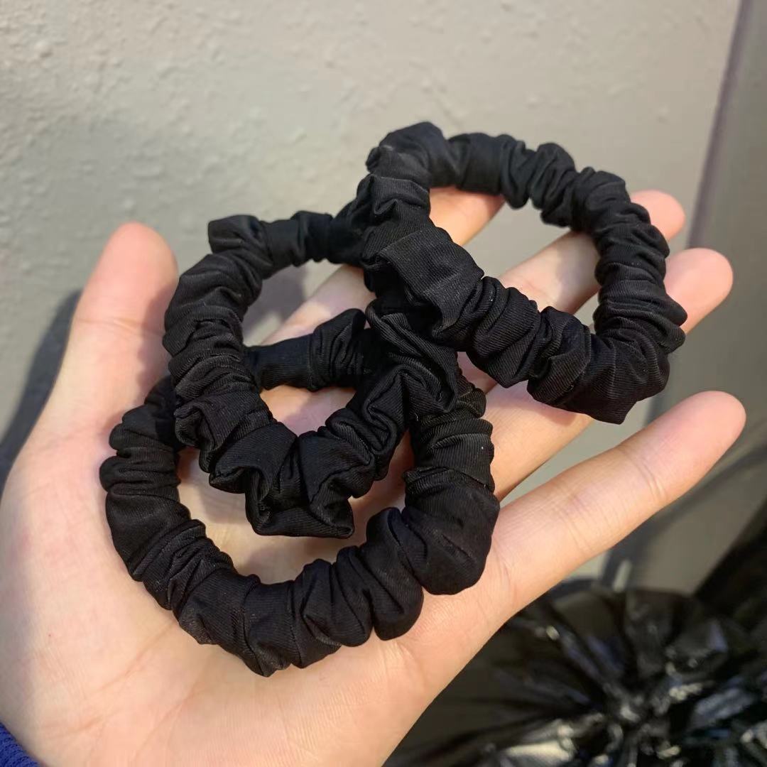 Corea del Sur Dongdaemun mismo estilo colorido intestino grueso pelo banda satén bolas cabeza cuerda ins chica plisada banda de goma accesorios para el cabello cuerda