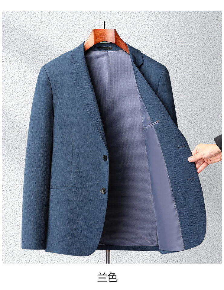 Áo vest nam mỏng mùa xuân thu dáng ôm, vải jacquard co giãn không cần ủi, phong cách Hàn Quốc — Màu xanh, Màu xám chi tiết 16
