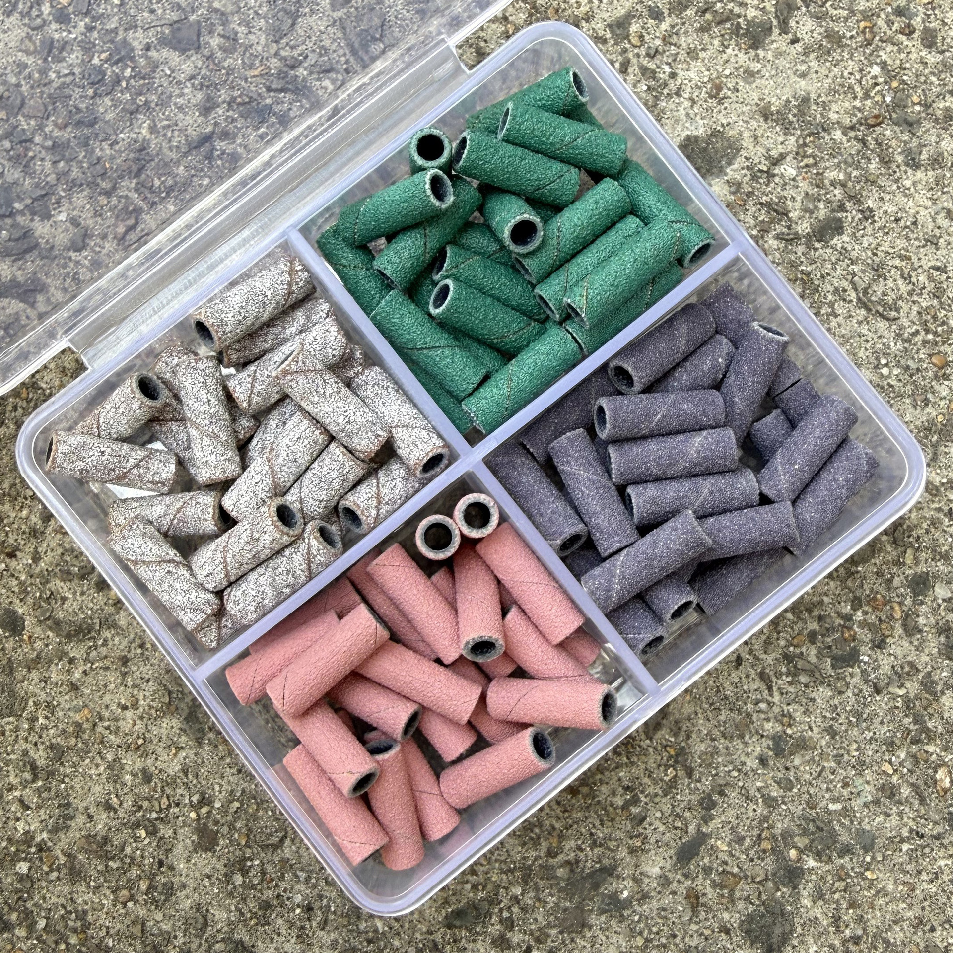 3.1mm Ceramic Sandpaper Nail Art Mini Sanding Rings 50 Pieces with Shaft for Grinding, Nail Removal, and Cuticle Removal Tool Set New