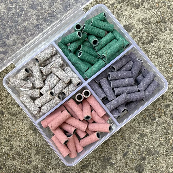 3.1mm Ceramic Sandpaper Nail Art Mini Sanding Rings 50 Pieces with Shaft for Grinding, Nail Removal, and Cuticle Removal Tool Set New