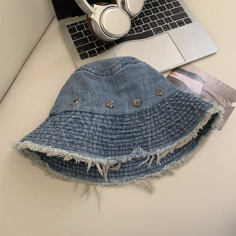 Retro japonés hace viejos sombreros de pescador de vaqueros de borde de lana para mujeres de verano versátil gorra grande para mostrar la cara pequeño sombrero solar