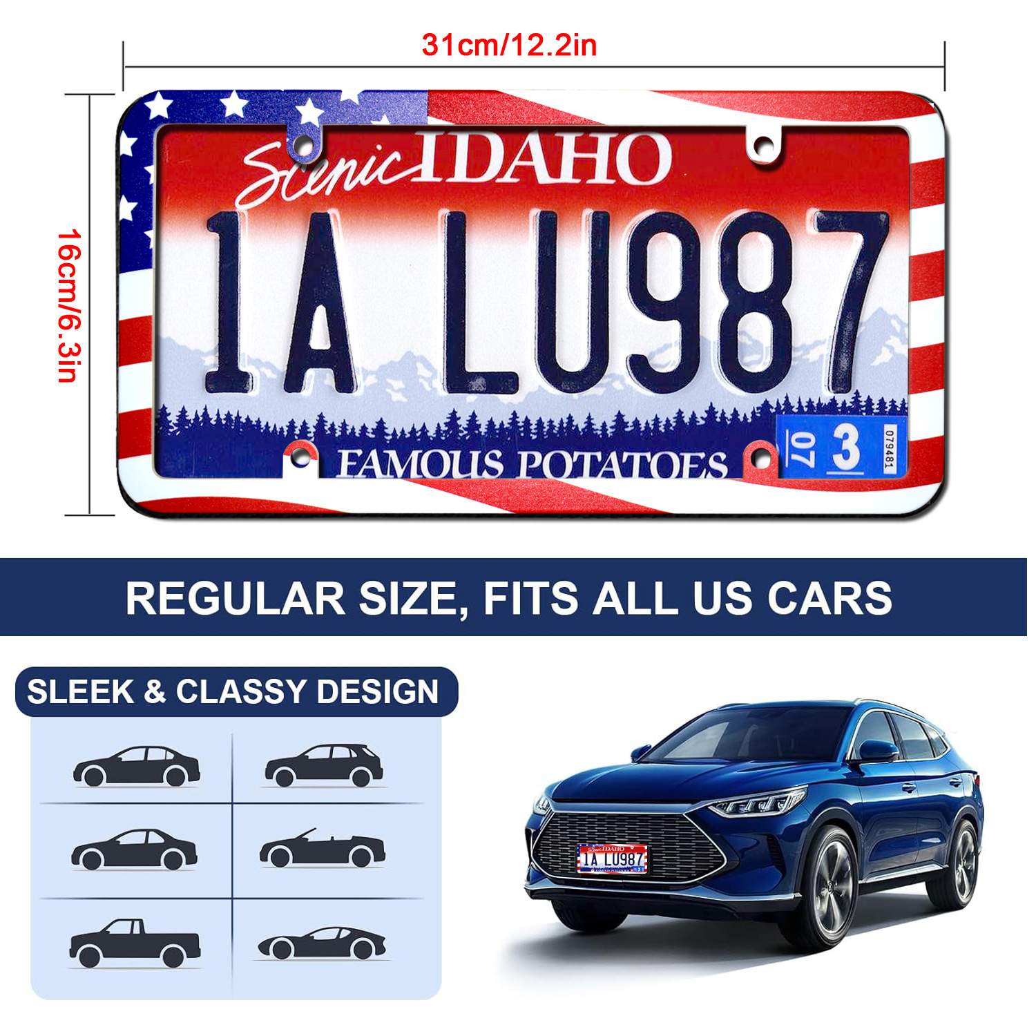 2-Pack American Flag License Plate Holder, Star and Stripe License Plate Frame, American License Plate Holder, Abs Material, Durable, Cross-Border