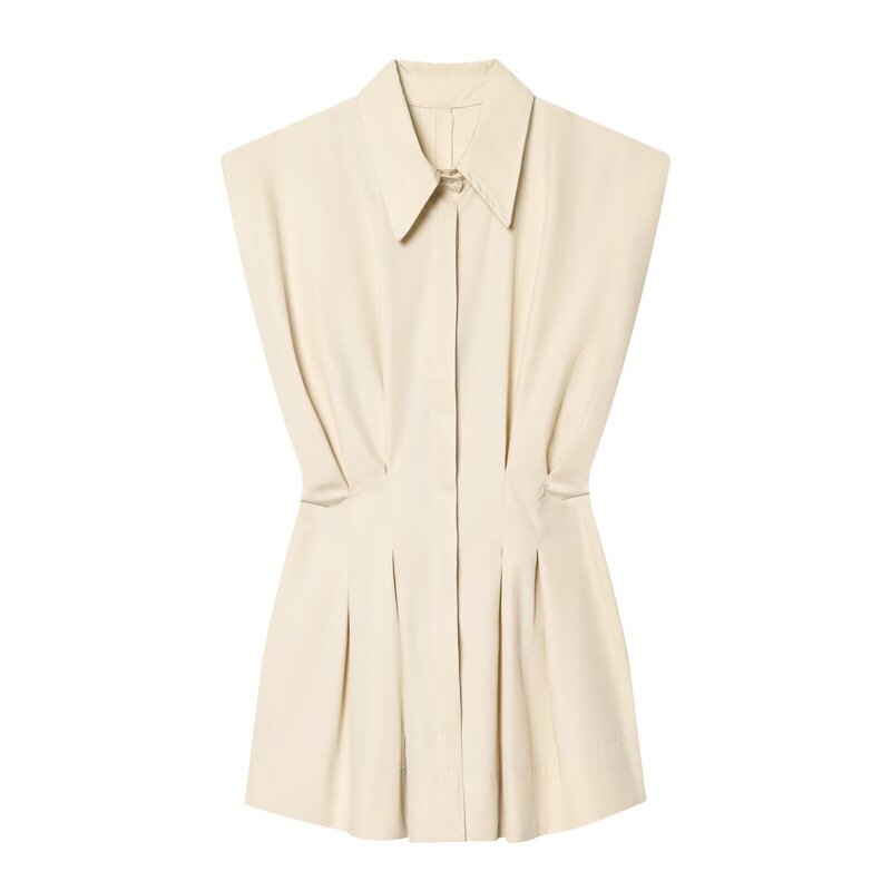 European and American 2026 Summer New Style Waist-Cinching Poplin Imitation Tencel Shirt Single-Breasted Mid-Length Top S1-A340 European and American 2026 Summer New Style Waist-Cinching Poplin Imitation Tencel Shirt Single-Breasted Mid-Length Top S1-A340