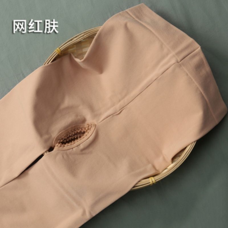 Primavera y otoño gruesas calcetines de entrepierna abiertas, mujeres sin desprenderse, calcetines sexuales gruesas, anti-gancho, calcetines negras