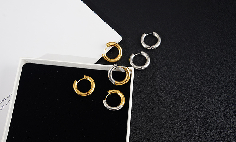 1 Pair Fashion Geometric Titanium Steel Hoop Earrings display picture 3