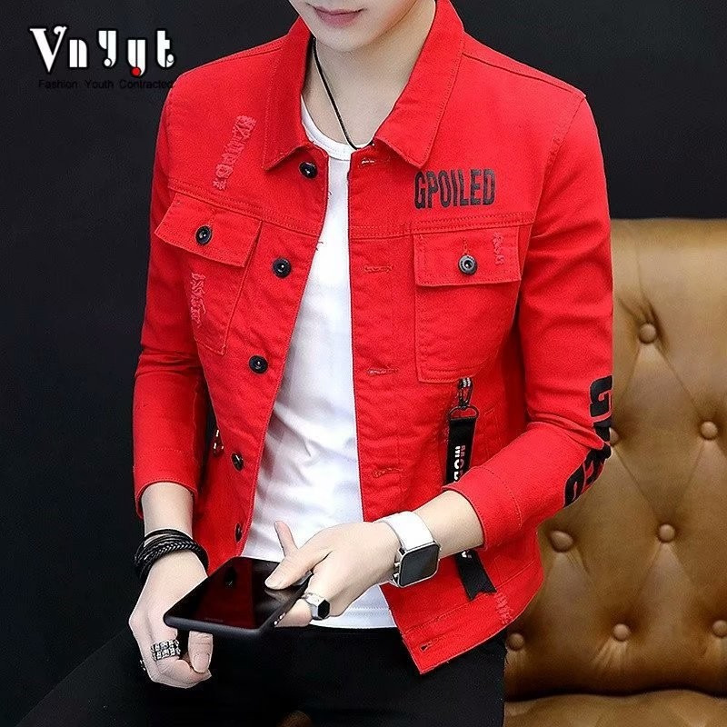 2026 Autumn and Winter Men's Denim Jacket Loose Korean Style Trendy Leather Jacket Slim Fit Retro Top Fashion