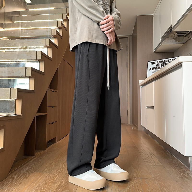 Herren-Jogginghose aus Waffelstrick für Herbst und Winter, trendige Marke, hochwertiges Tragegefühl, lockerer, gerader Schnitt, sportlich-lässig_voghion.com