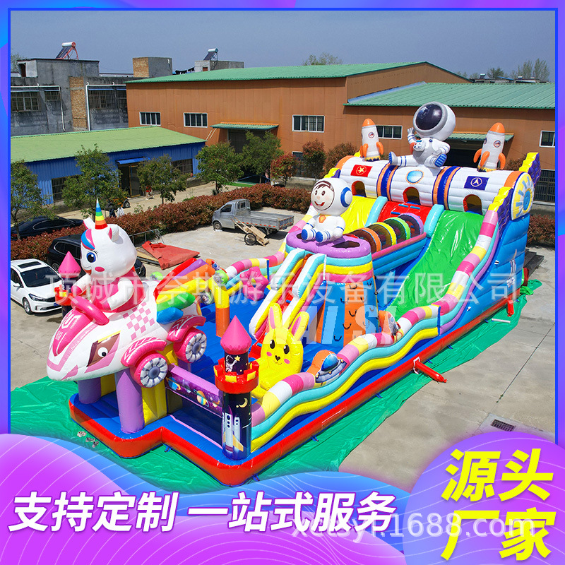 Trampolín inflable grande personalizado tobogán inflable travieso fuerte plaza puesto niños castillo inflable al aire libre