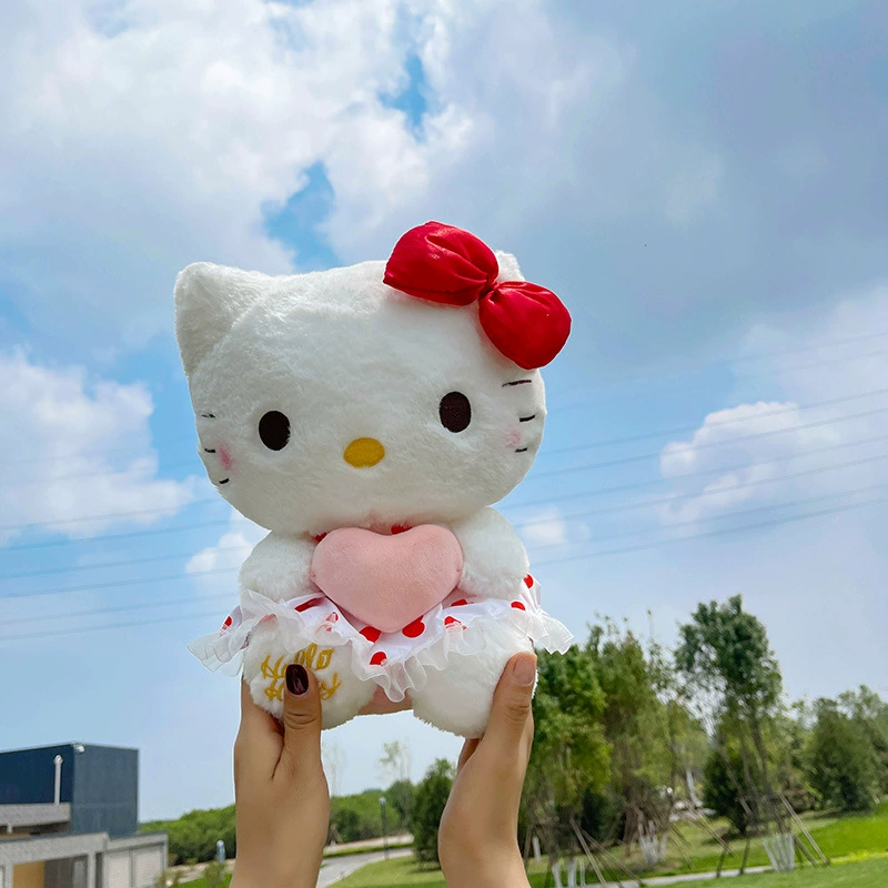 Мягкая игрушка Hello Kitty сидящая с сердечком и бантиком, размеры 30–80 см