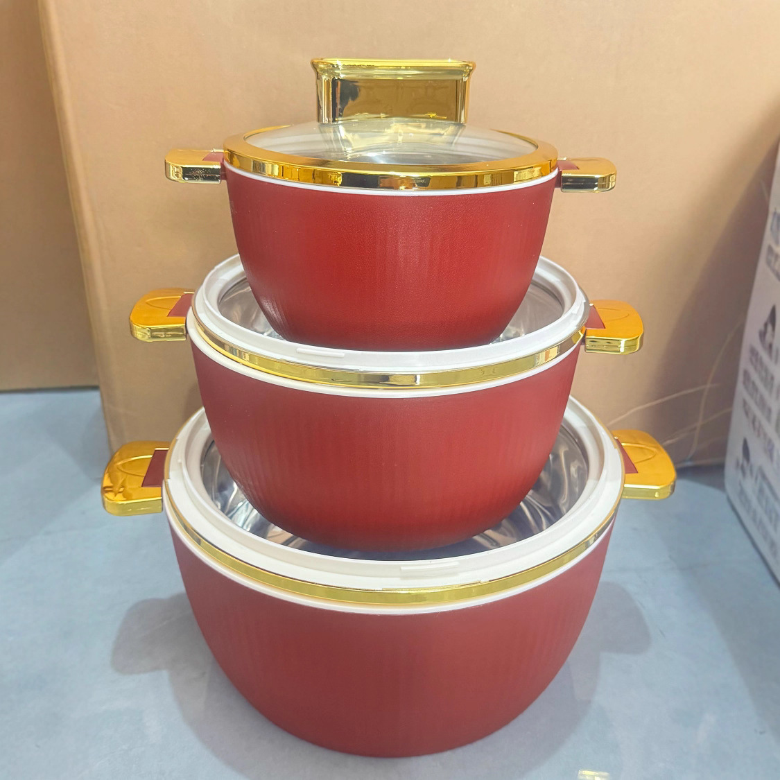 Cubo de Aislamiento Térmico 1 Set de Acero Inoxidable 201 para Hogar