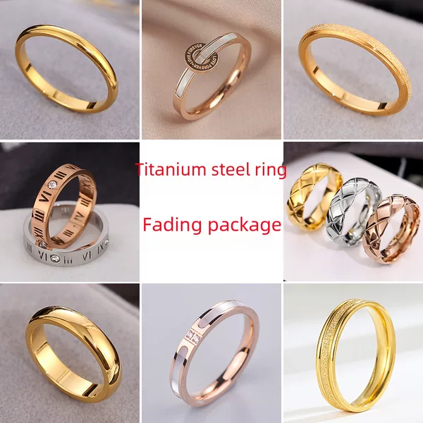 European and American Cross-border Titanium Steel Ring Women's Color-free Simple Gloss 18k Stainless Steel Ring Tail Ring Fashion Trendy Jewelry