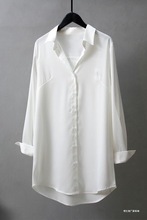 雪纺衬衫女长袖2025春秋新款韩范大码设计感宽松打底衫中长款衬衣