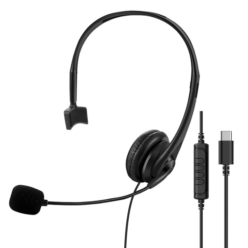 Spot Customer Service Operator Headset Head-Mounted Digital Tpye-C Audio Wired Headset with Microphone Cross-Border E-Commerce