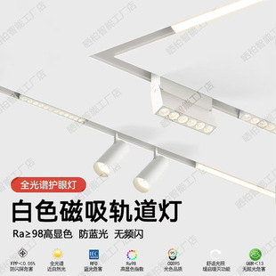 白色磁吸轨道灯嵌入式客厅射灯无主灯照明设计暗装明装款led射灯-阿里巴巴