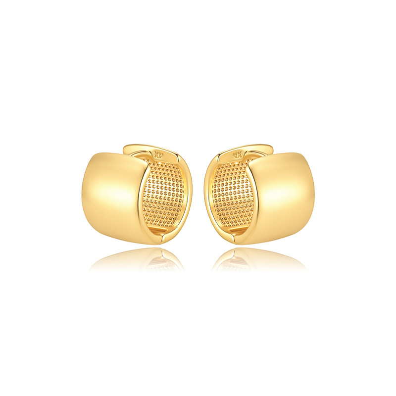 Arracadas Circulares Geométricas 24K de Aleación de Cobre, Superficie Lisa, para Mujer image 6