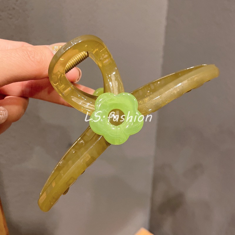 韩国简约牛仔蝴蝶结抓夹女2025新款后脑勺盘发高级发夹鲨鱼夹发饰|undefined