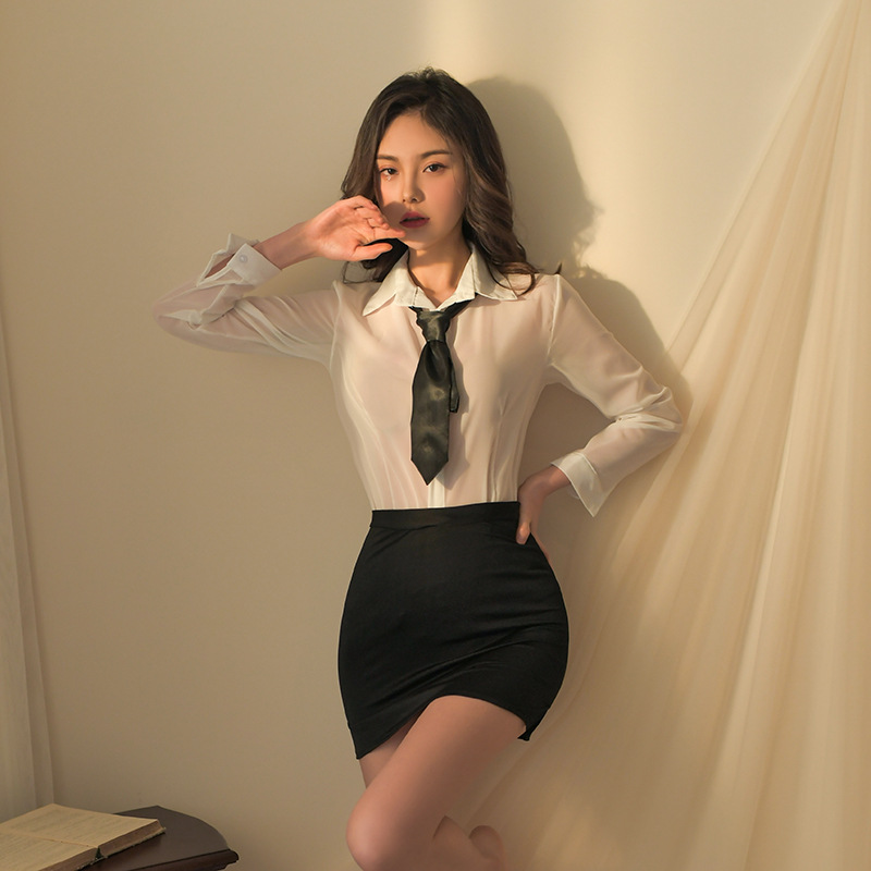 Lencería sexy Secretario ol traje seductor uniforme sexy pijamas mujeres cadera falda sexy ropa Cosplay otoño