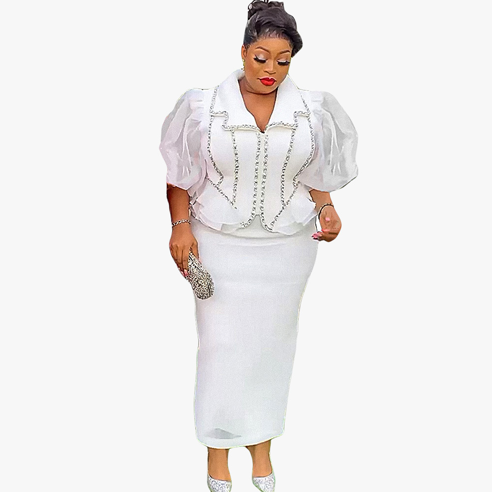 Women's Clothing women's skirt suit new hot diamond stitching two piece dress_voghion.com