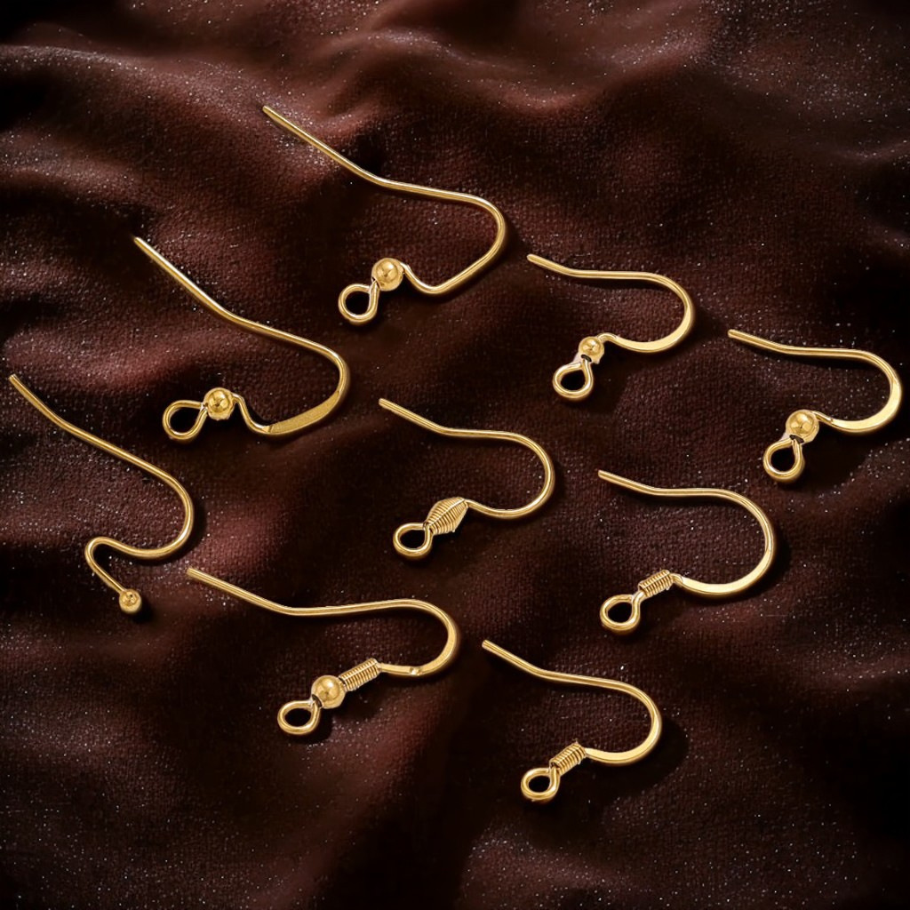 Acero inoxidable con cuentas de resorte gancho de orejas gancho de orejas pendientes diy accesorios de joyería gancho accesorios de oro galvanizado