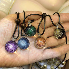 星空ボールフラッシュ星空ガラスボールベアボールネックレスペンダントネックレス新しい男性と女性のジュエリーアクセサリー