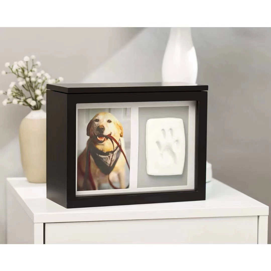 Деревянная мемориальная коробка для домашних животных, трубка для домашних животных, деревянная фоторамка, похоронные принадлежности для кошек и собак, урна для домашних животных