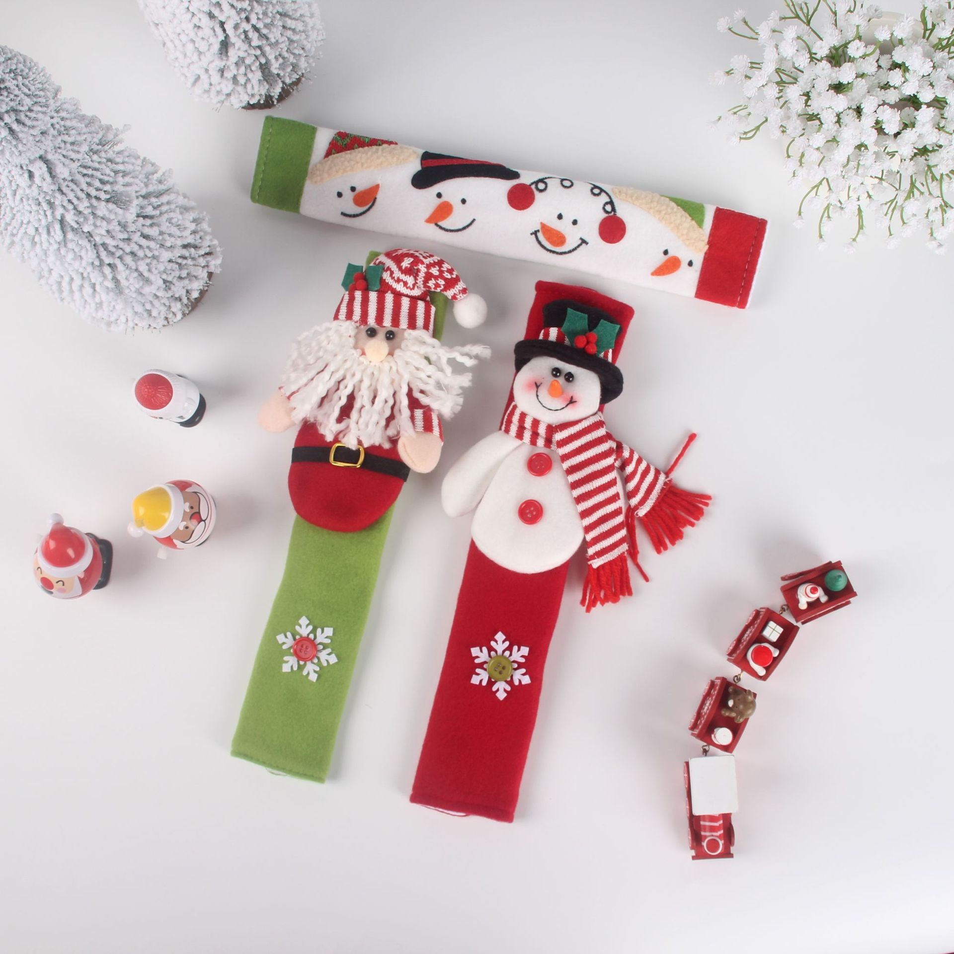 Guantes de mango para microondas/horno navideños, diseño de muñeco de nieve/Papá Noel, funda protectora