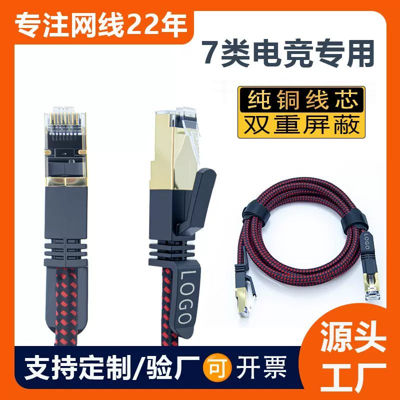 7类电竞万兆网线无氧铜七类游戏CAT7编织千兆网络跳线跨境新品