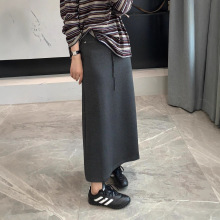 朵妮DN 梨形友好半身长裙子宽腰抽绳直筒开叉H中长高腰裙通勤百搭