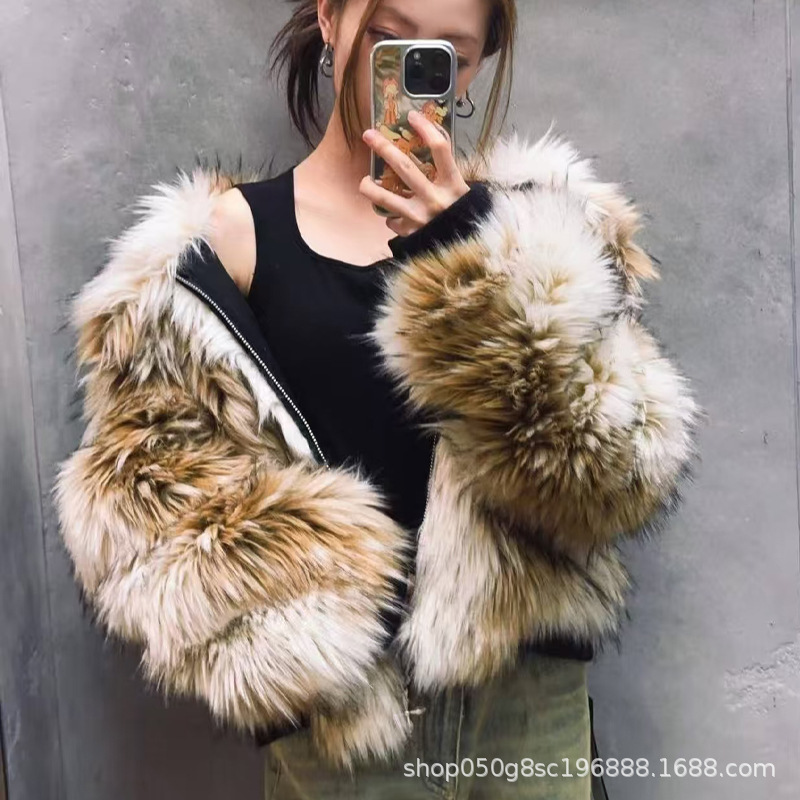 In-Stock Sfk Cross Statue Wasteland Competition Jacket Short Zipper Lapel Faux Fur Warm Coat 025 Winter In-Stock Sfk Cross Statue Wasteland Competition Jacket Short Zipper Lapel Faux Fur Warm Coat 025 Winter