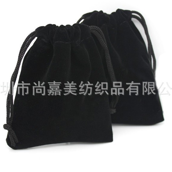 Black flannel bag flannel bag wholesale drawstring beveled small bag gift jewelry storage bag 9*12cm