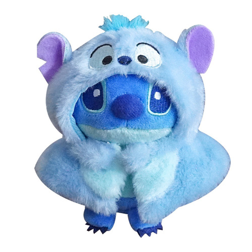 Stitch Three-eyed Little Golden Plush Baby Clothes Cute Doll Cloak Cartoon Pendant Little Doll Stand-in 10CM