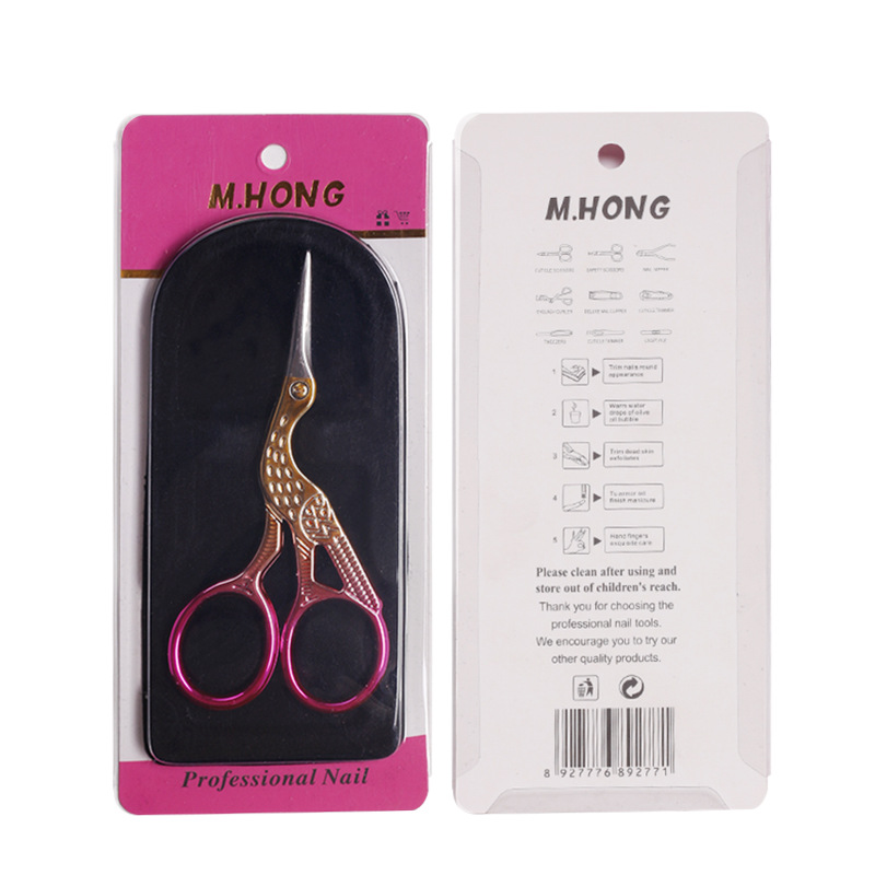Nuevas tijeras transfronterizas de cejas en forma de grúa tijeras pequeñas Retro Para rizador de cabello salón de uñas tijeras pequeñas especiales para Injerto de pestañas