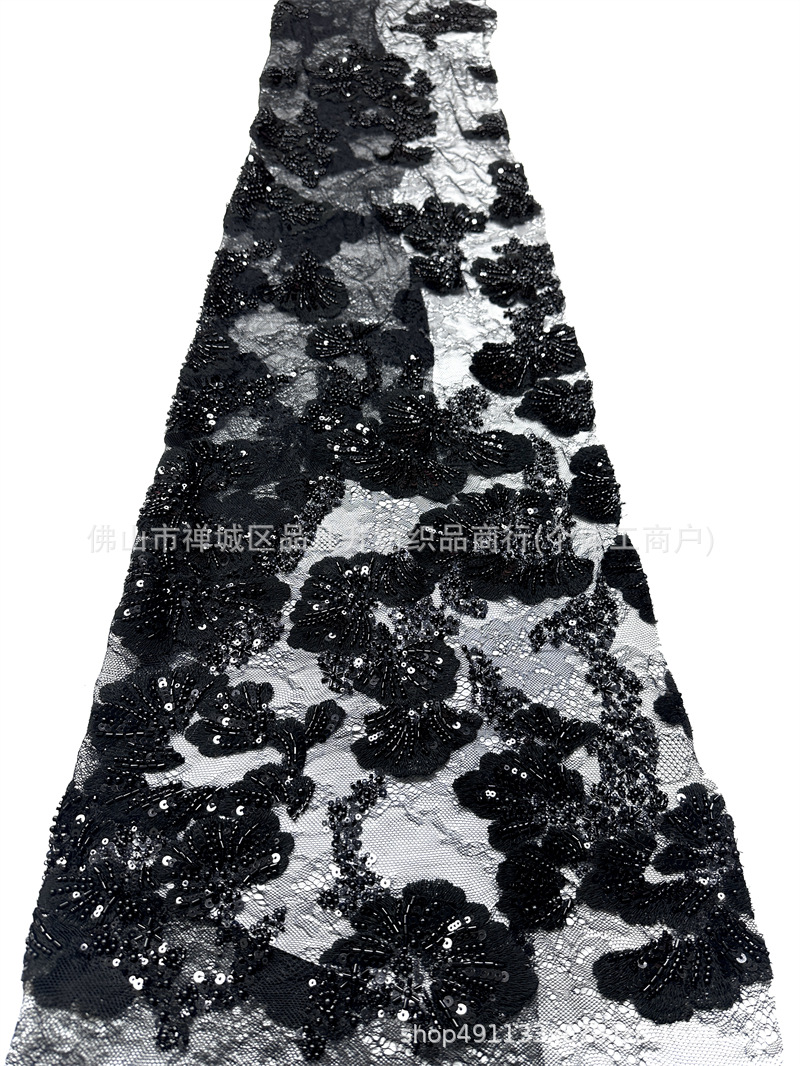 3D estereoscópio contraposición perlas tela de encaje vestido de boda ropa de moda tela de vestido comercio exterior transfronterizo mayorista image 16