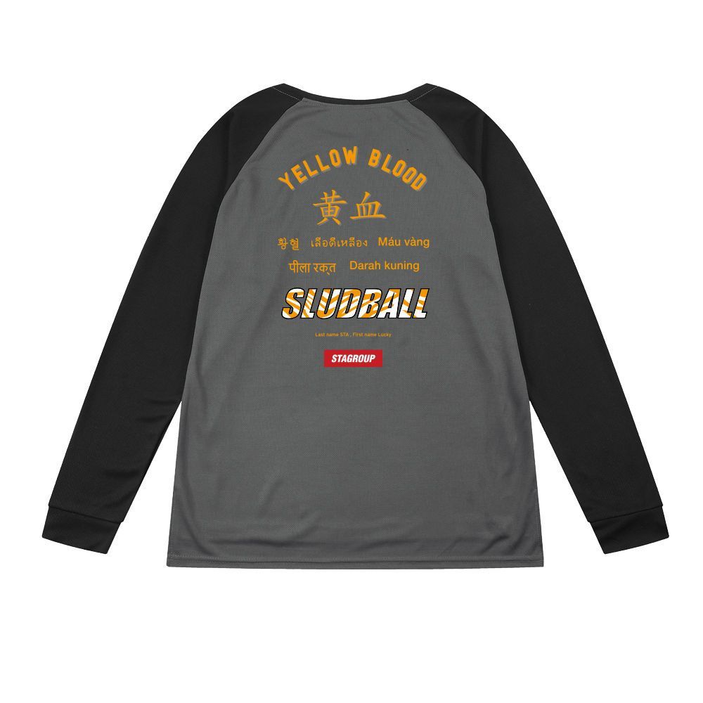 SLUDBALL 회색 검은 색과 노란색 혈액 긴 소매