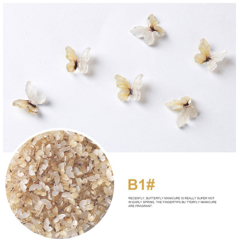 Acrílico mariposa resina tridimensional accesorios de uñas accesorios de flores plástico transparente uñas hechas a mano material DIY image 16